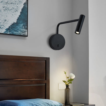 Cylinder Round Aluminum Iron LED Wall Light - Minimalist Adjustable Bedside Reading Light For Living Room