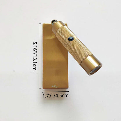 Rectangular Cylinder Aluminum LED Wall Light - Industrial Adjustable Spotlight With USB Charger For Bedroom