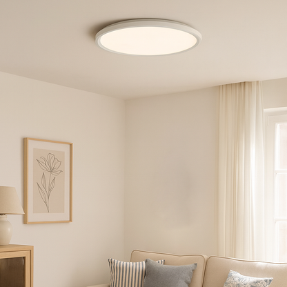 Ultra-Thin Round Aluminum Acrylic LED Flush Mount Ceiling Light - Minimalist Tylish Ambient Lighting For Living Room