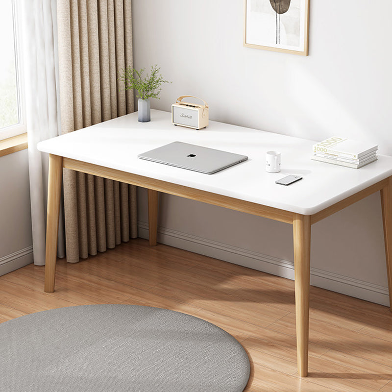 Modern Minimalist Rectangular Medium Density Fiberboard Solid Wood Desk 1-Tier For Home Office