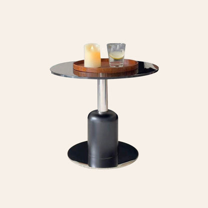 Modern Minimalist Tempered Glass Stainless Steel Round Side Table For Living Room