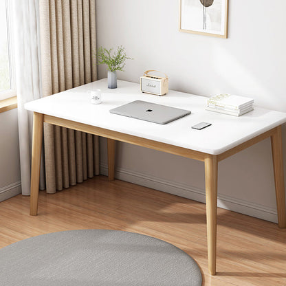 Modern Minimalist Rectangular Medium Density Fiberboard Solid Wood Desk 1-Tier For Home Office