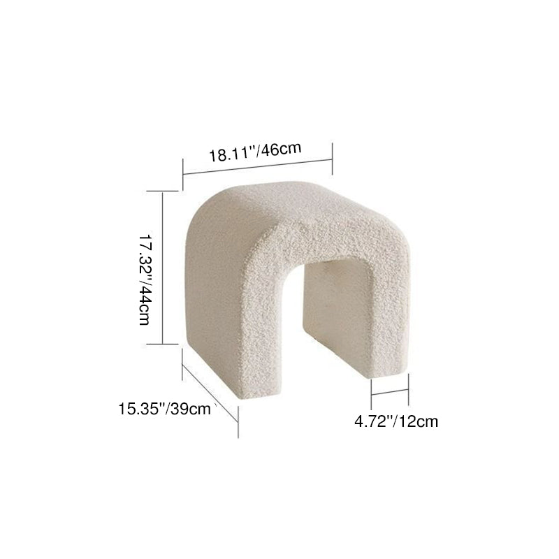 Modern Minimalist U-Shaped Sherpa Fabric Pine Vanity Stool Backless For Bedroom