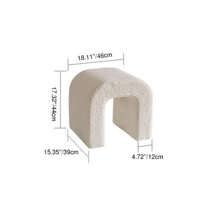 Modern Minimalist U-Shaped Sherpa Fabric Pine Vanity Stool Backless For Bedroom