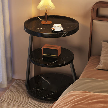 Modern Minimalist Round Cylindrical Medium Density Fiberboard Iron Side Table 3-Tier For Living Room