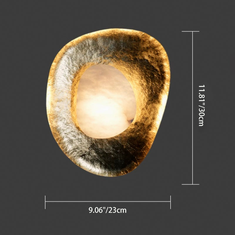 Traditional Vintage Round Copper Marble LED Wall Sconce Lamp for Bedroom