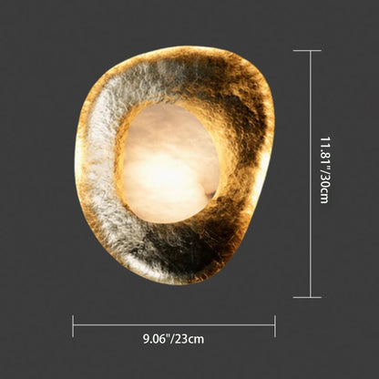 Traditional Vintage Round Copper Marble LED Wall Sconce Lamp for Bedroom