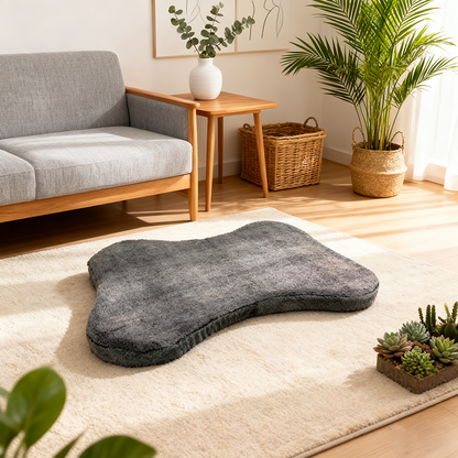 Modern Minimalist Irregular Rectangular Pet Bed: Bone Shape - Compressible Cat Bed For Bedroom