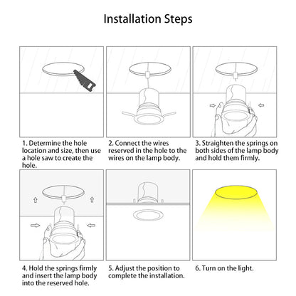 Recessed Adjustable Aluminum LED Downlight - Minimalist Rotation Cylinder Flush Mount Lighting For Living Room