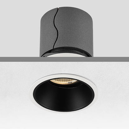 Recessed Adjustable Aluminum LED Downlight - Minimalist Rotation Cylinder Flush Mount Lighting For Living Room
