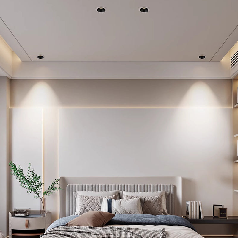 Recessed Adjustable Aluminum LED Downlight - Minimalist Rotation Cylinder Flush Mount Lighting For Living Room