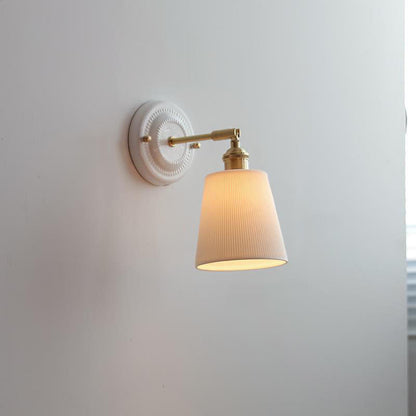 Vintage Japanese Ceramic Brass 1-Light Wall Sconce Lamp