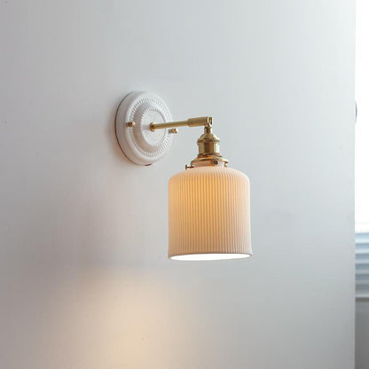 Vintage Japanese Ceramic Brass 1-Light Wall Sconce Lamp