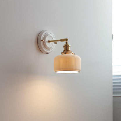 Vintage Japanese Ceramic Brass 1-Light Wall Sconce Lamp