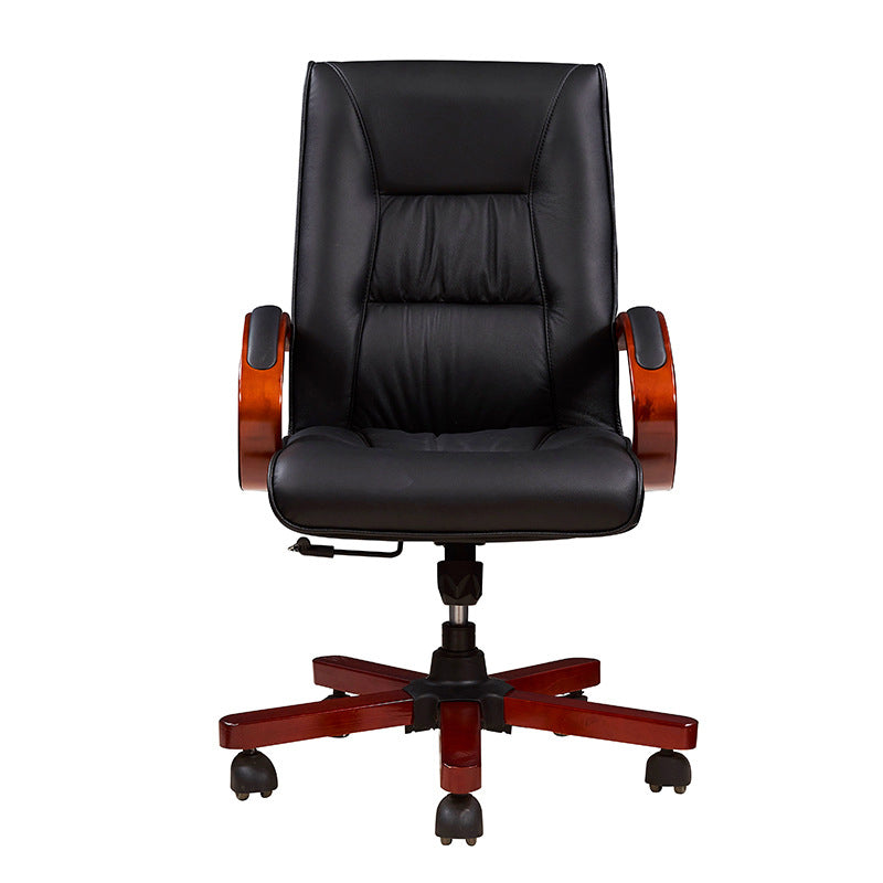 Modern Minimalist Curved PU Leather Sponge Solid Wood Nylon Desk Chair Backrest Armrest For Home Office