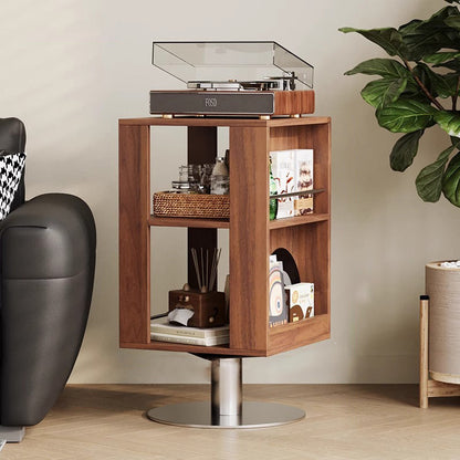 Traditional Vintage Rectangular Iron Multi-Layer Board Nightstand 3-Tier Rotatable For Bedroom