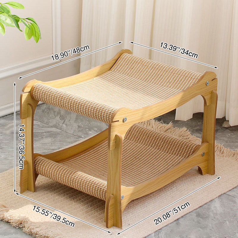 Modern Minimalist Curved Medium Density Fiberboard Hemp Padding Cat Tree 2-Tier For Living Room