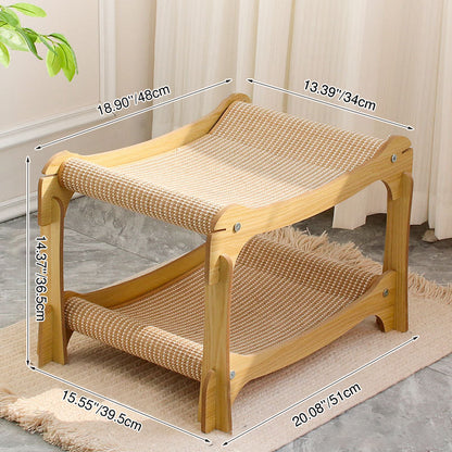 Modern Minimalist Curved Medium Density Fiberboard Hemp Padding Cat Tree 2-Tier For Living Room