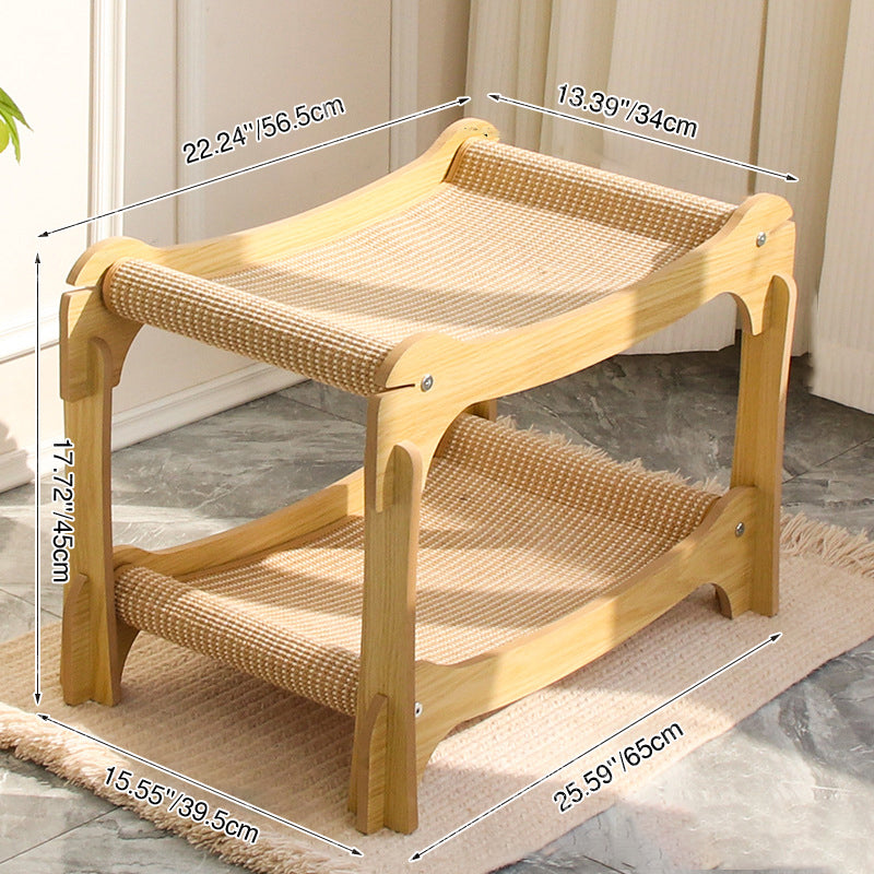 Modern Minimalist Curved Medium Density Fiberboard Hemp Padding Cat Tree 2-Tier For Living Room