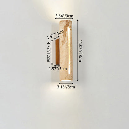 Contemporary Nordic Cylinder Yellow Travertine Solid Wood 1-Light Wall Sconce Lamp For Living Room & Bedroom