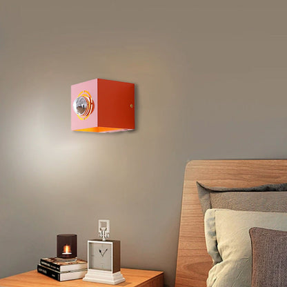 Modern Minimalist Square Round Iron 1-Light Wall Scone Lamp For Bedroom