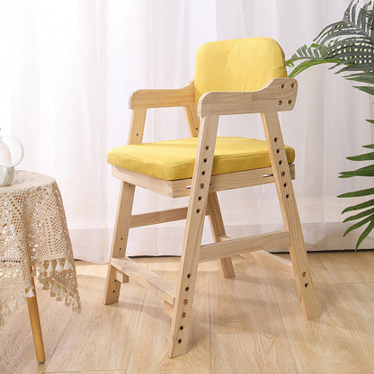 Modern Minimalist Adjustable Solid Pine Wood Cotton Linen Foam Sponge Kids Chair For Bedroom