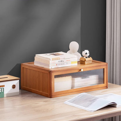 Modern Minimalist Rectangular Acrylic Bamboo Composite Board Bookshelves 1-Cabinet For Living Room