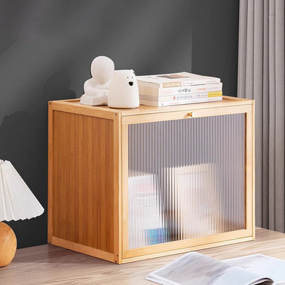 Modern Minimalist Rectangular Acrylic Bamboo Composite Board Bookshelves 1-Cabinet For Living Room