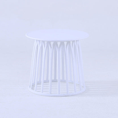 Contemporary Scandinavian Round Skeleton Column PP Side Table 1-Tier For Living Room