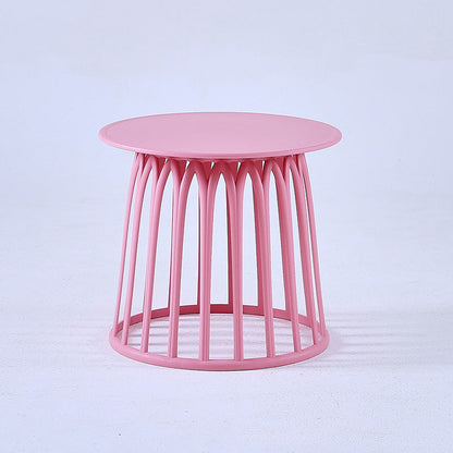 Contemporary Scandinavian Round Skeleton Column PP Side Table 1-Tier For Living Room