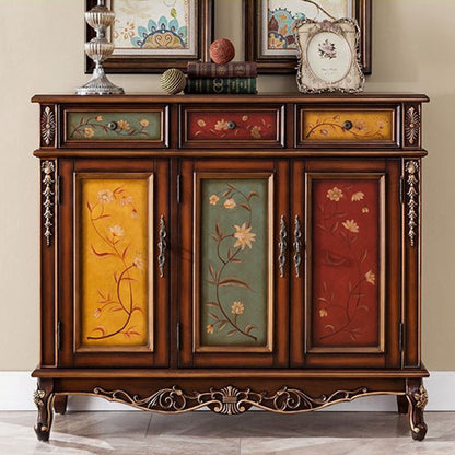 Traditional Vintage Rectangular Solid Wood Medium Density Fiberboard Shoe Storage 2-Cabinet For Entryways