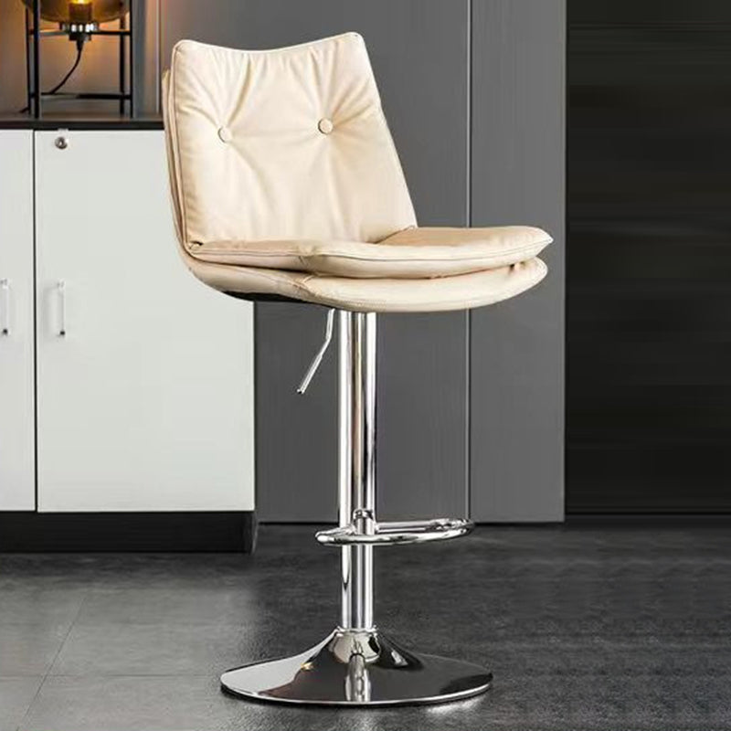 Modern Minimalist Rectangular Faux Nappa Leather Iron Bar Stool Backrest Armless For Dining Room