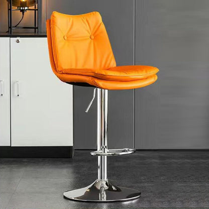Modern Minimalist Rectangular Faux Nappa Leather Iron Bar Stool Backrest Armless For Dining Room