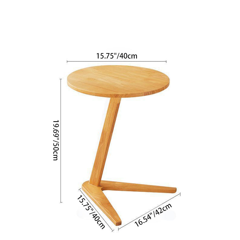 Traditional Vintage Round Rubberwood Solid Wood Side Table For Living Room