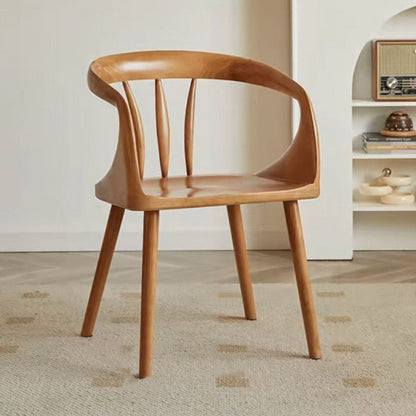 Traditional Vintage Rubberwood Solid Wood Dining Chair Backrest Armrests For Dining Room