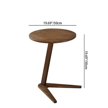 Traditional Vintage Round Rubberwood Solid Wood Side Table For Living Room