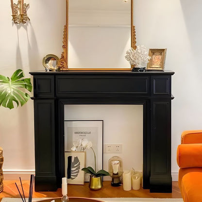 Traditional Vintage Square Artificial Wood Panel Veneer Mantel For Living Room