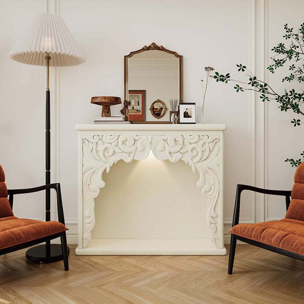 Traditional French Square Medium-Density Fiberboard Mantel Console Table For Living Room