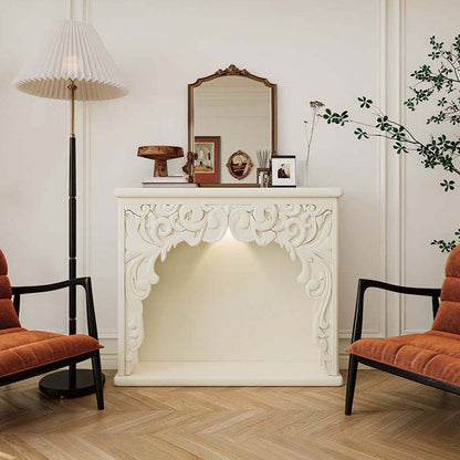 Traditional French Square Medium-Density Fiberboard Mantel Console Table For Living Room