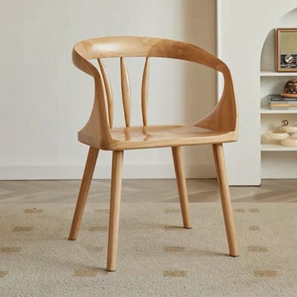 Traditional Vintage Rubberwood Solid Wood Dining Chair Backrest Armrests For Dining Room