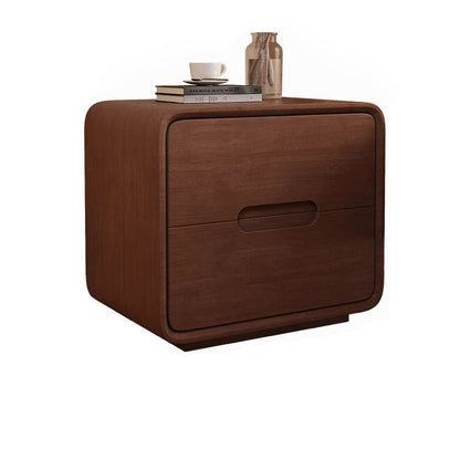 Modern Minimalist Rectangular Solid Wood Plywood Nightstand 2-Drawer For Bedroom