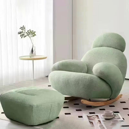 Modern Minimalist Oval Solid Wood Carbon Steel Sherpa Fabric Accent Chair Backrest Armrest For Living Room