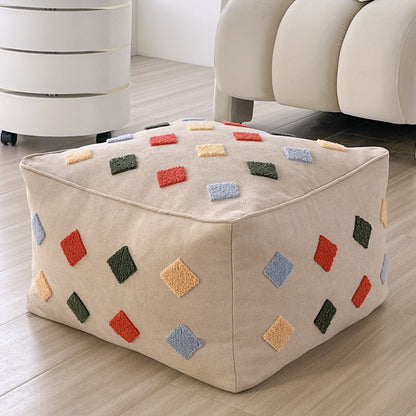 Contemporary Boho Square Polyester EPS Colorful Geometric Low Stool For Living Room