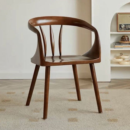 Traditional Vintage Rubberwood Solid Wood Dining Chair Backrest Armrests For Dining Room