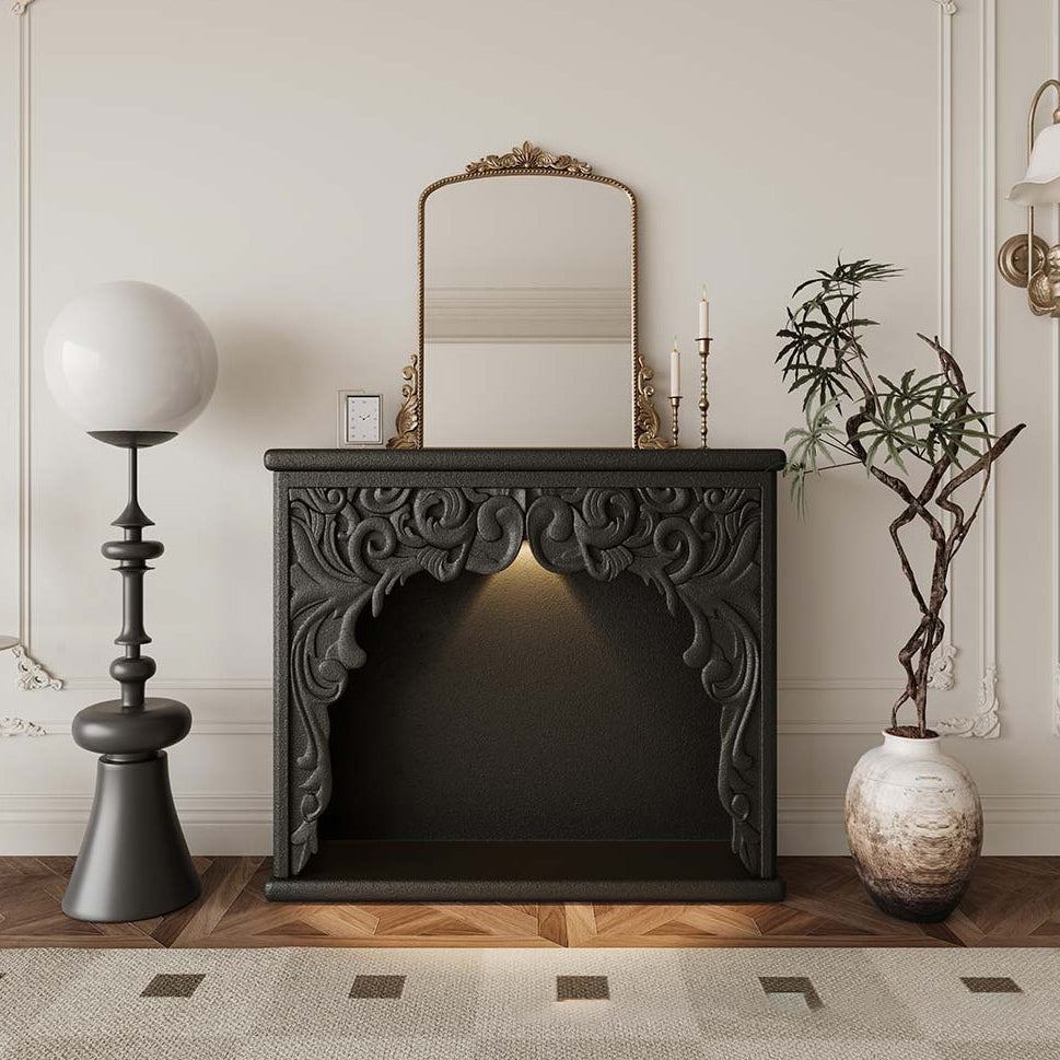 Traditional French Square Medium-Density Fiberboard Mantel Console Table For Living Room