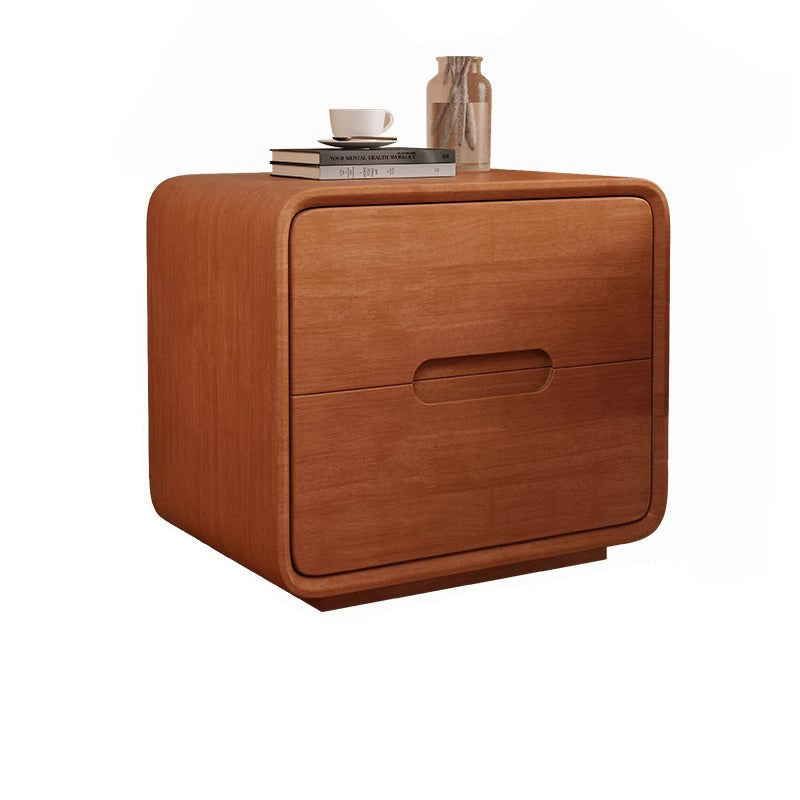 Modern Minimalist Rectangular Solid Wood Plywood Nightstand 2-Drawer For Bedroom