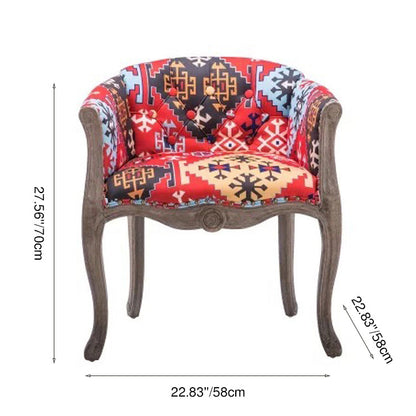 Traditional Vintage Square Linen Oil-waxed Leather Solid Wood Sponge Upholstery Accent Chair Backrest Armrest For Living Room