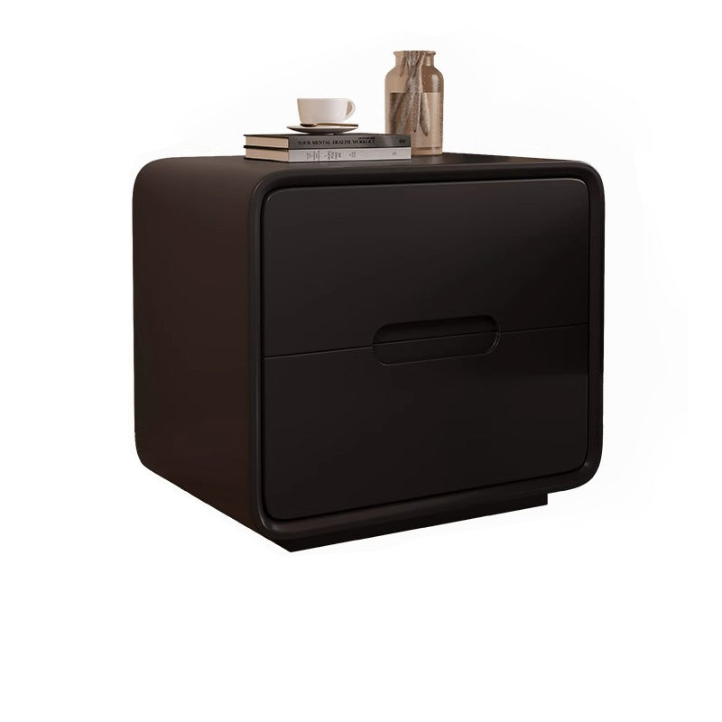 Modern Minimalist Rectangular Solid Wood Plywood Nightstand 2-Drawer For Bedroom