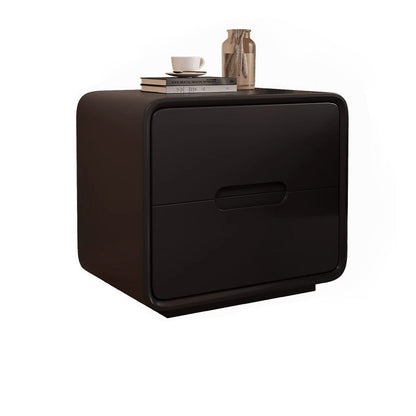 Modern Minimalist Rectangular Solid Wood Plywood Nightstand 2-Drawer For Bedroom