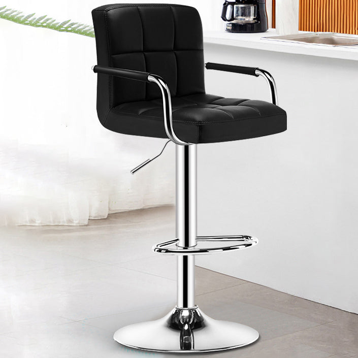 Modern Minimalist Rectangular PU Leather Latex Iron Bar Stool Backrest Armrest For Dining Room